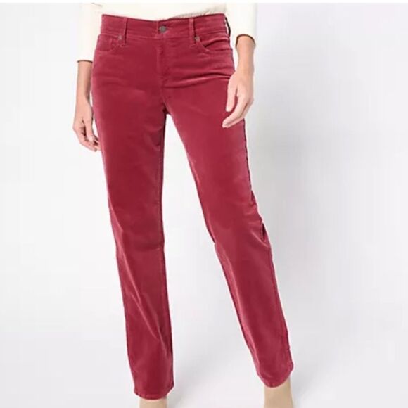 NYDJ Marilyn Straight Corduroy Pant - Cranberry Pie, Size 10, NWT - Picture 1 of 8